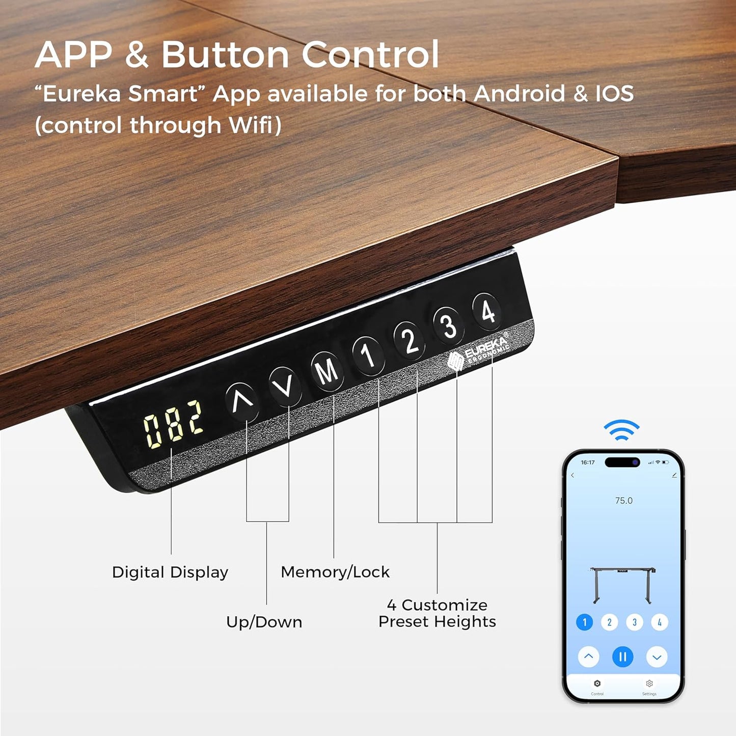 Standing Desk Electric Adjustable Height Desk, Computer Desk W Keyboard Tray 72" Gaming Desk Music Studio Desk Sit Stand up Desk LED Monitor Stand,Dual Motor,Slot Design,Walnut
