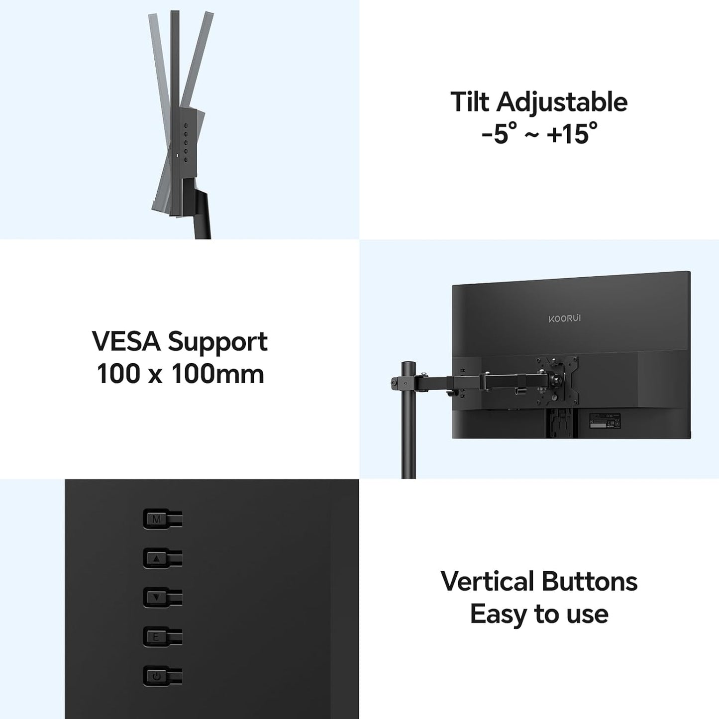 22 Inch Computer Monitor Full HD 1080P 100Hz PC Gaming Screen VA Panel Ultra-Slim Display 3000:1 Contrast Ratio with Adpitive Sync (HDMI/VGA/VESA Compatible 100X100Mm/Audio Out), Tilt, Black