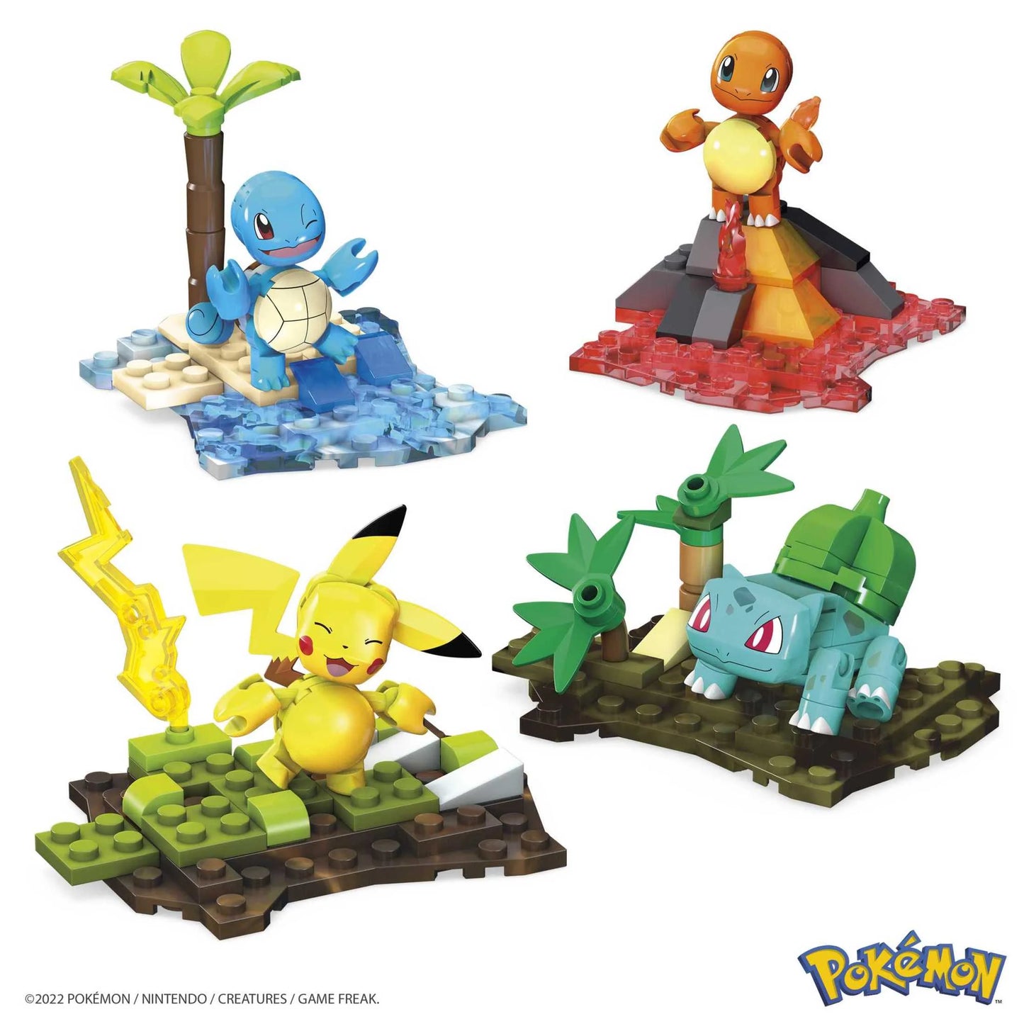 Building Toy Kit Kanto Region Team with 4 Figures (130 Pieces), Ages 8 and Up, Plastic