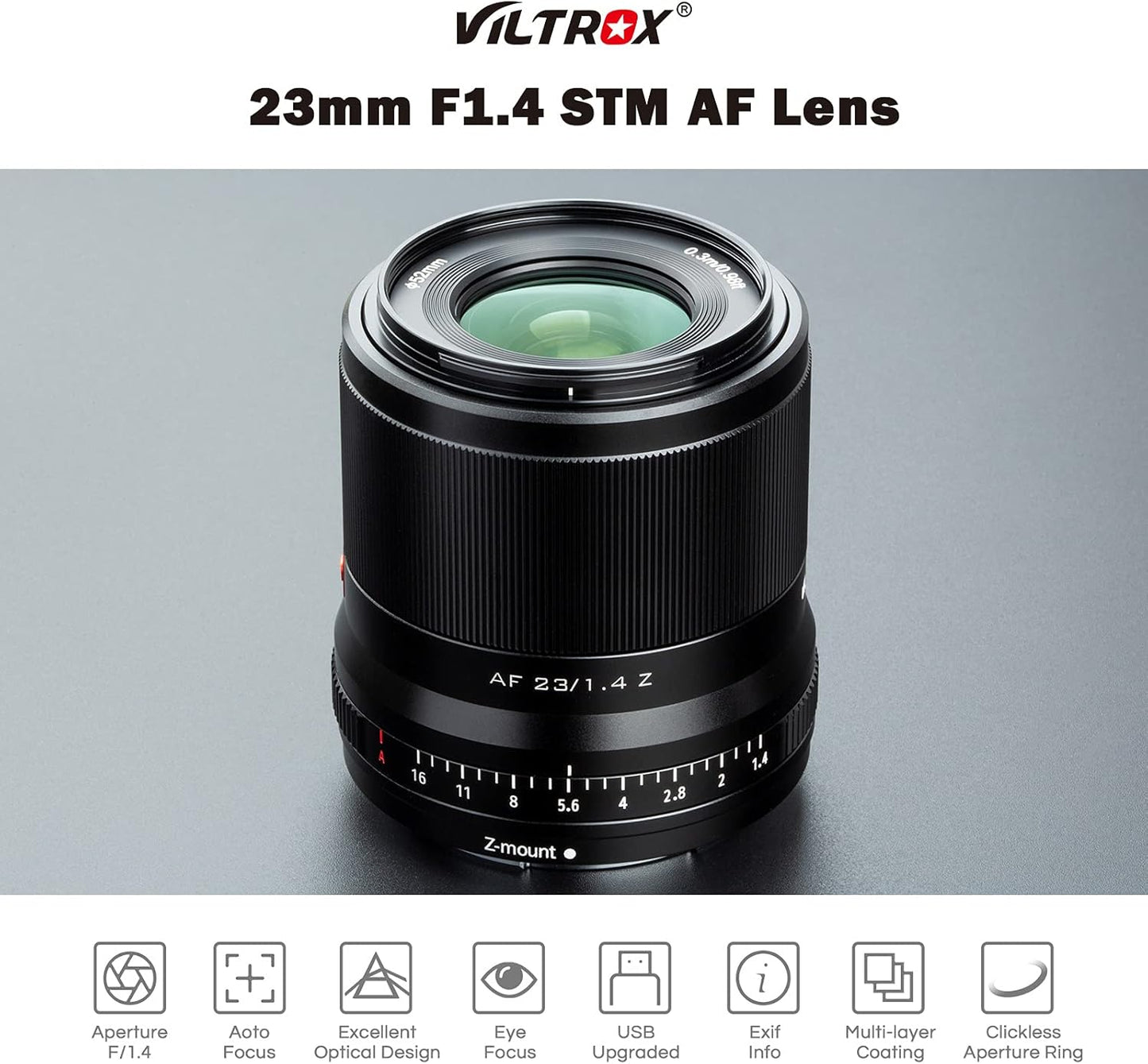 23Mm F1.4 Auto Focus Wide-Angle Lens Compatible with Nikon Z-Mount APS-C Mirrorless Camera Z Fc Z50 Z5 Z6 Z6 II Z7 Z7 II (Black)