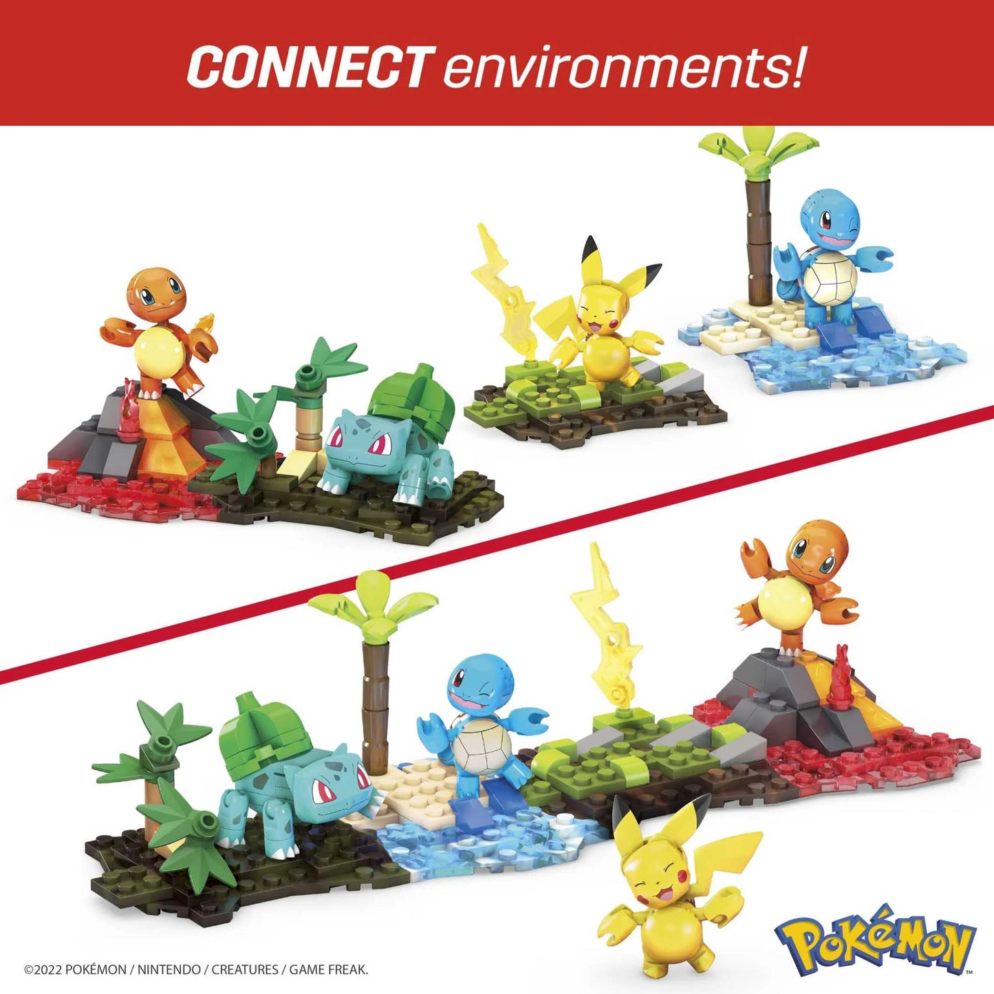 Building Toy Kit Kanto Region Team with 4 Figures (130 Pieces), Ages 8 and Up, Plastic
