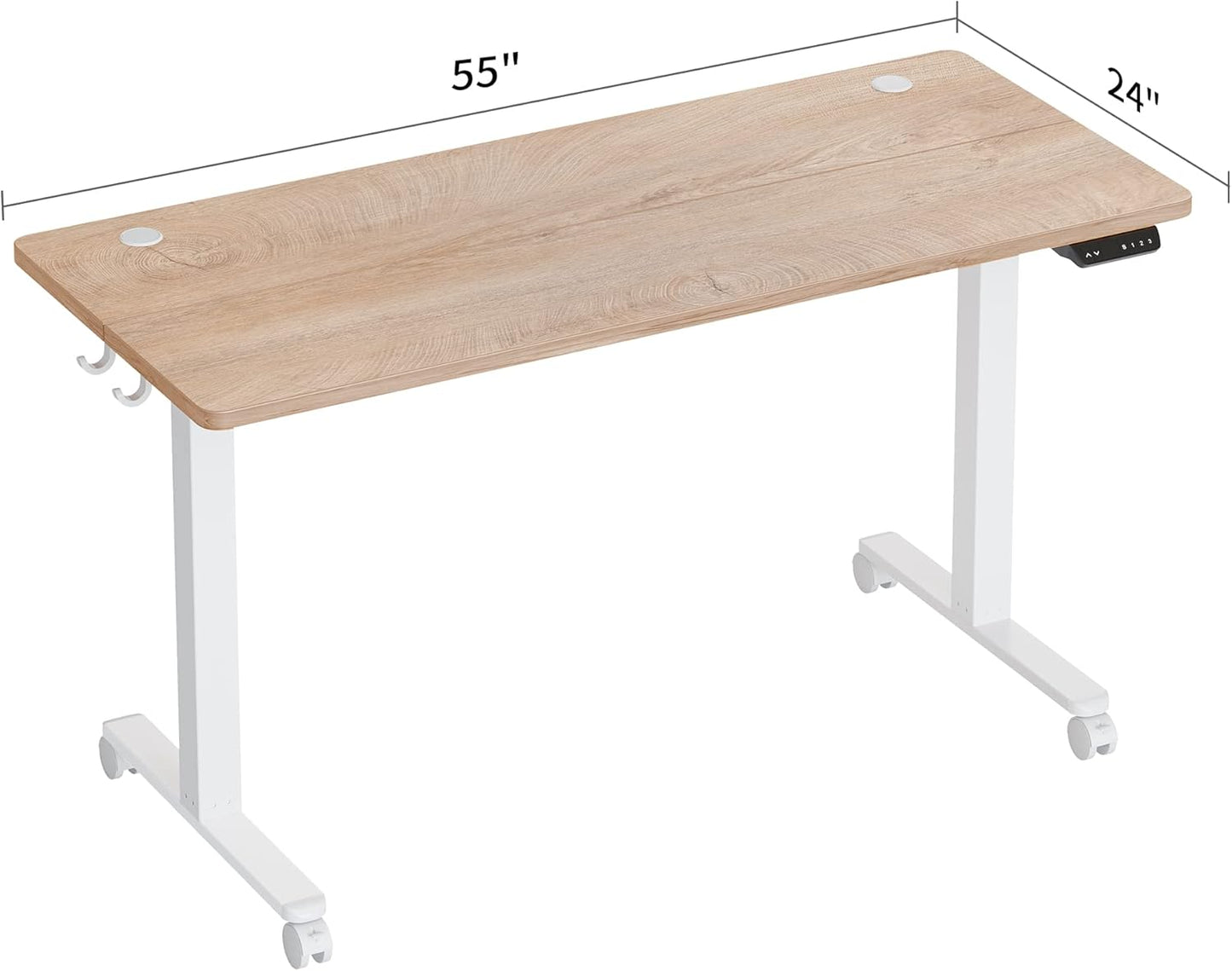 55'' Electric Height Adjustable Standing Desk,Sit Stand up Desk,Ergonomic Sit-Stand Desk for Home Office,Maple Top
