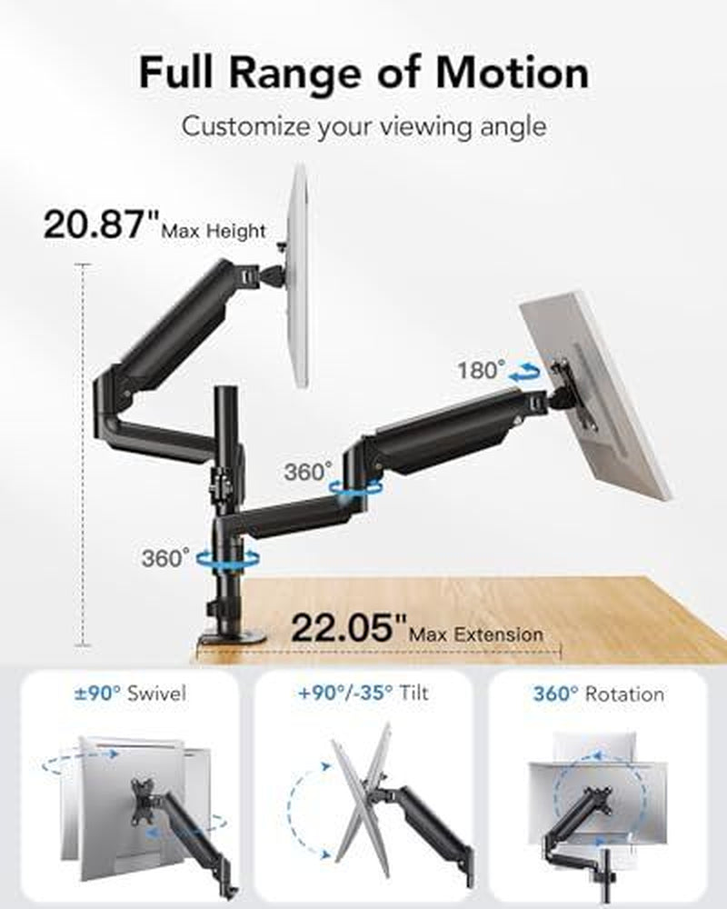 Dual Monitor Mount up to 32 Inches Screens, Taller Monitor Stand Hold