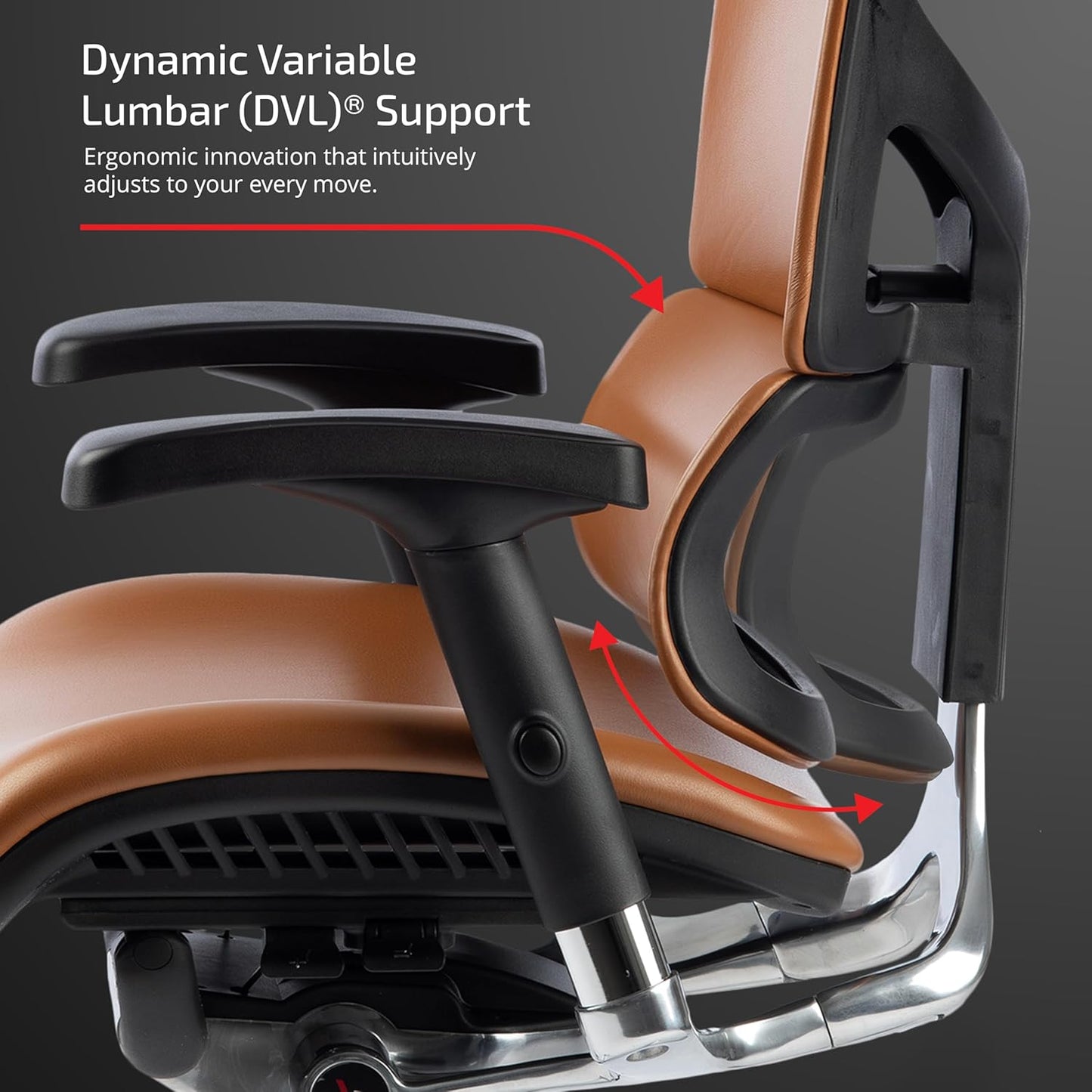 X4 High End Executive Chair, Cognac Leather with Headrest - Ergonomic Office Seat/Dynamic Variable Lumbar Support/Floating Recline/Stunning Aesthetic/Adjustable/Perfect for Office or Boardroom