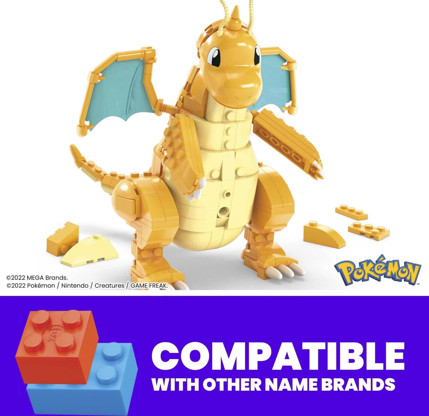 Pokemon Building Toy Kit Dragonite (388 Pieces) with Motion for Kids