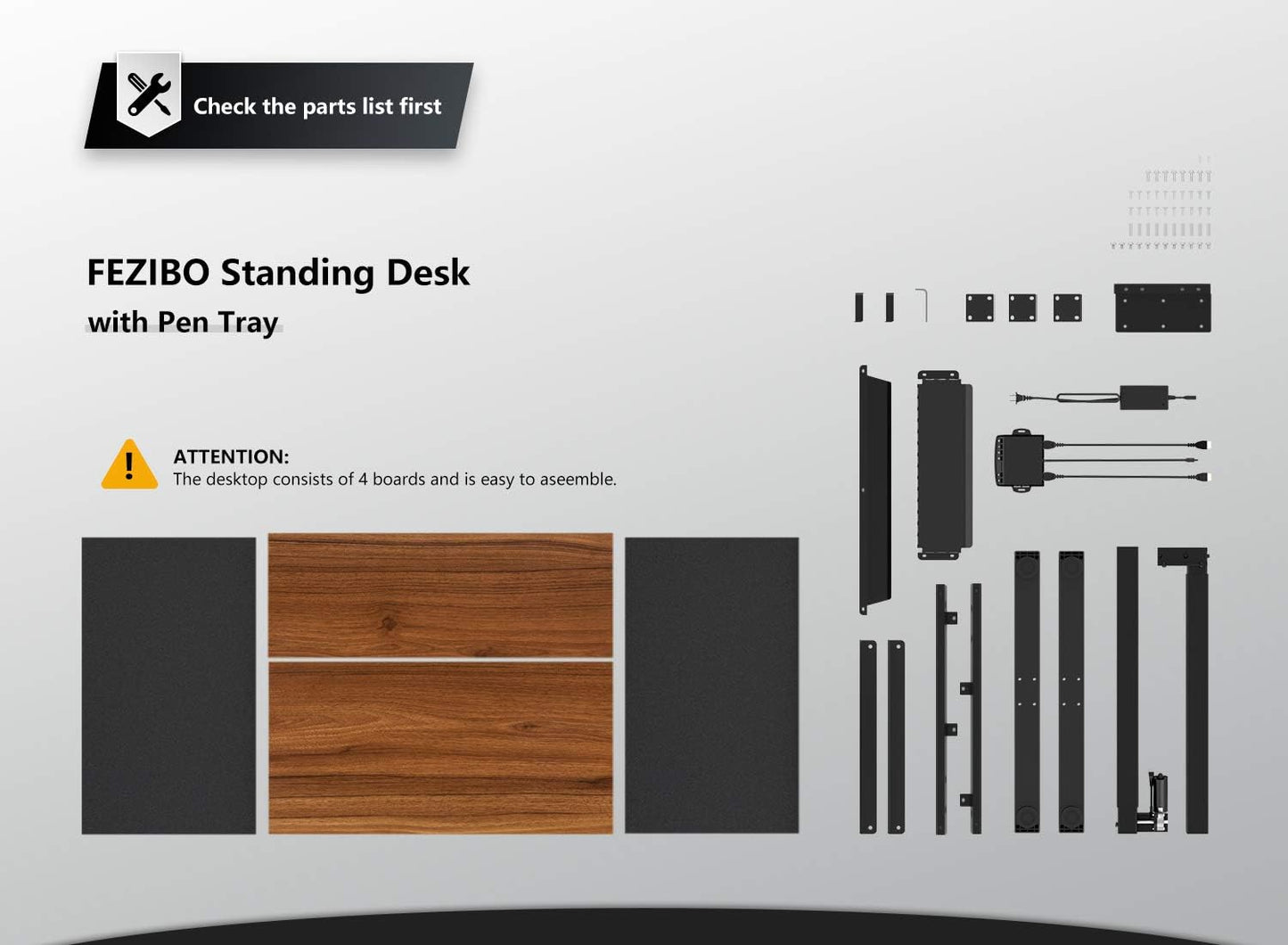 Height Adjustable Electric Standing Desk with Pencil Holder, 55 X 24 Inches Stand up Desk, Sit Stand Desk with Black and Espresso Top and Black Frame