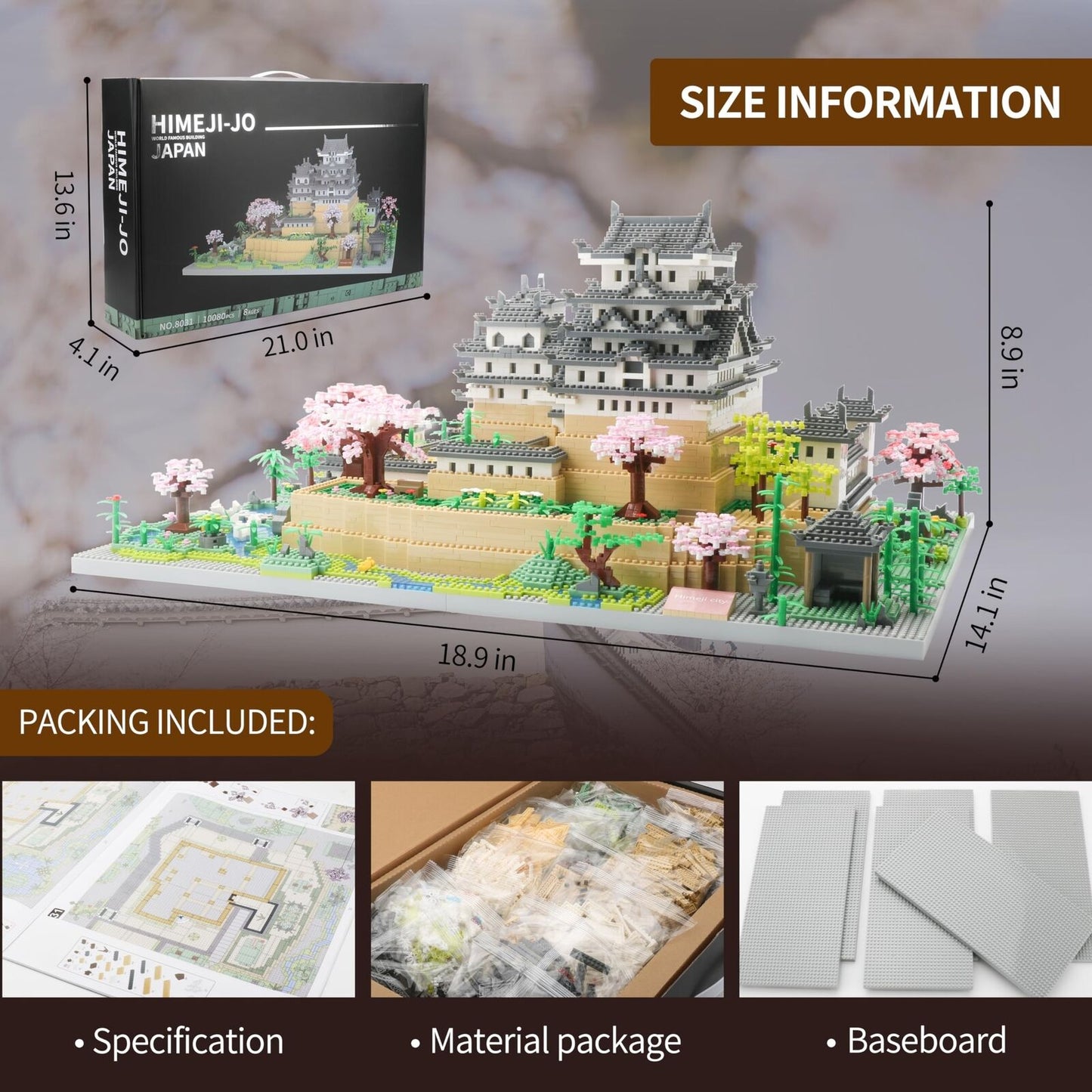 Japanese Micro Mini Building Blocks Sets for Adults Japan Himeji Castle with ...