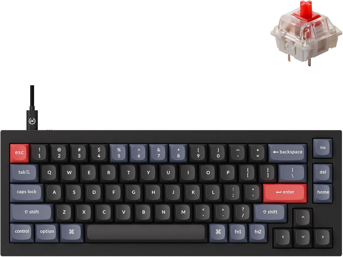 Q2 Wired Custom Mechanical Keyboard, QMK/VIA Programmable Macro, Full Aluminum, Hot-Swappable Gateron G Pro Red Switch, 65% Layout Double Gasket Compatible with Mac and Windows - Black