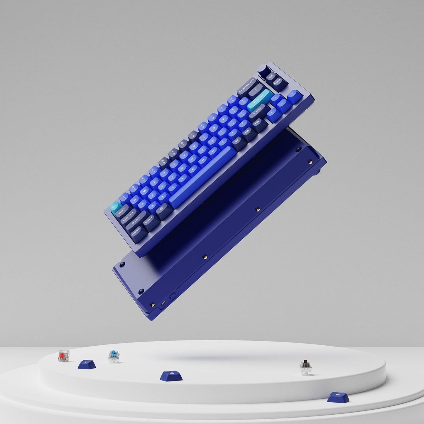 Q2 Wired Custom Mechanical Keyboard Knob Version, 65% Layout QMK/VIA Programmable Macro with Hot-Swappable Gateron G Pro Red Switch Double Gasket Compatible with Mac Windows Linux (Blue)
