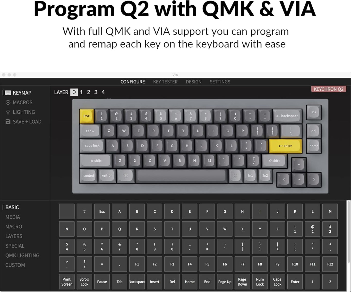 Q2 Wired Custom Mechanical Keyboard, QMK/VIA Programmable Macro, Full Aluminum, Hot-Swappable Gateron G Pro Brown Switch, 65% Layout Double Gasket Compatible with Mac and Windows - Grey