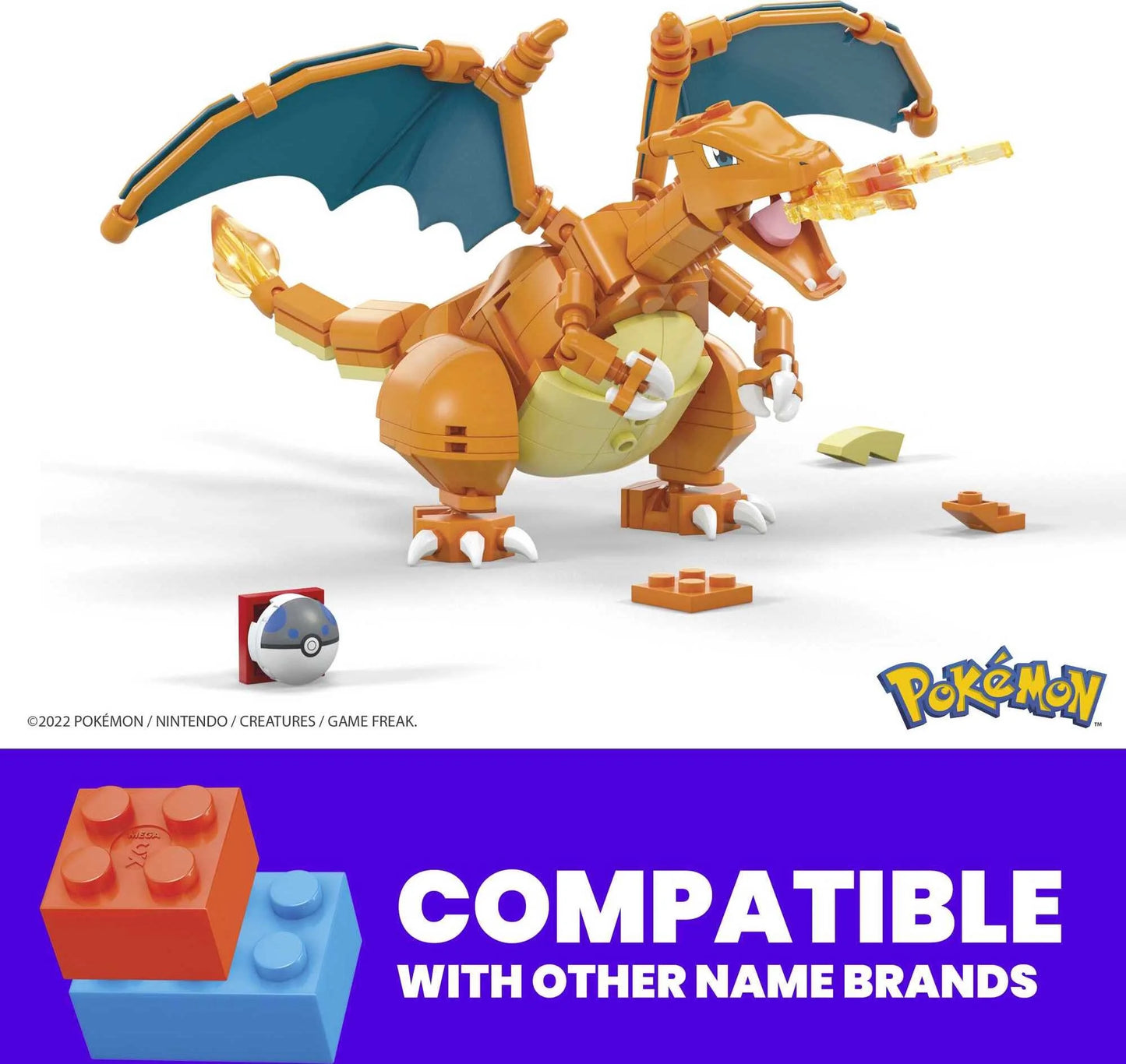 Pokemon Charizard Building Set (222 Pieces) with 1 Action Figure for Boys and Girls