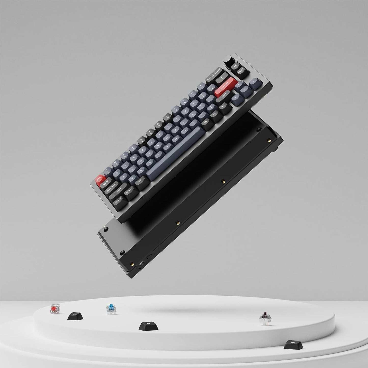 Q2 Wired Custom Mechanical Keyboard Knob Version, 65% Layout QMK/VIA Programmable Macro with Hot-Swappable Gateron G Pro Red Switch Double Gasket Compatible with Mac Windows Linux (Black)