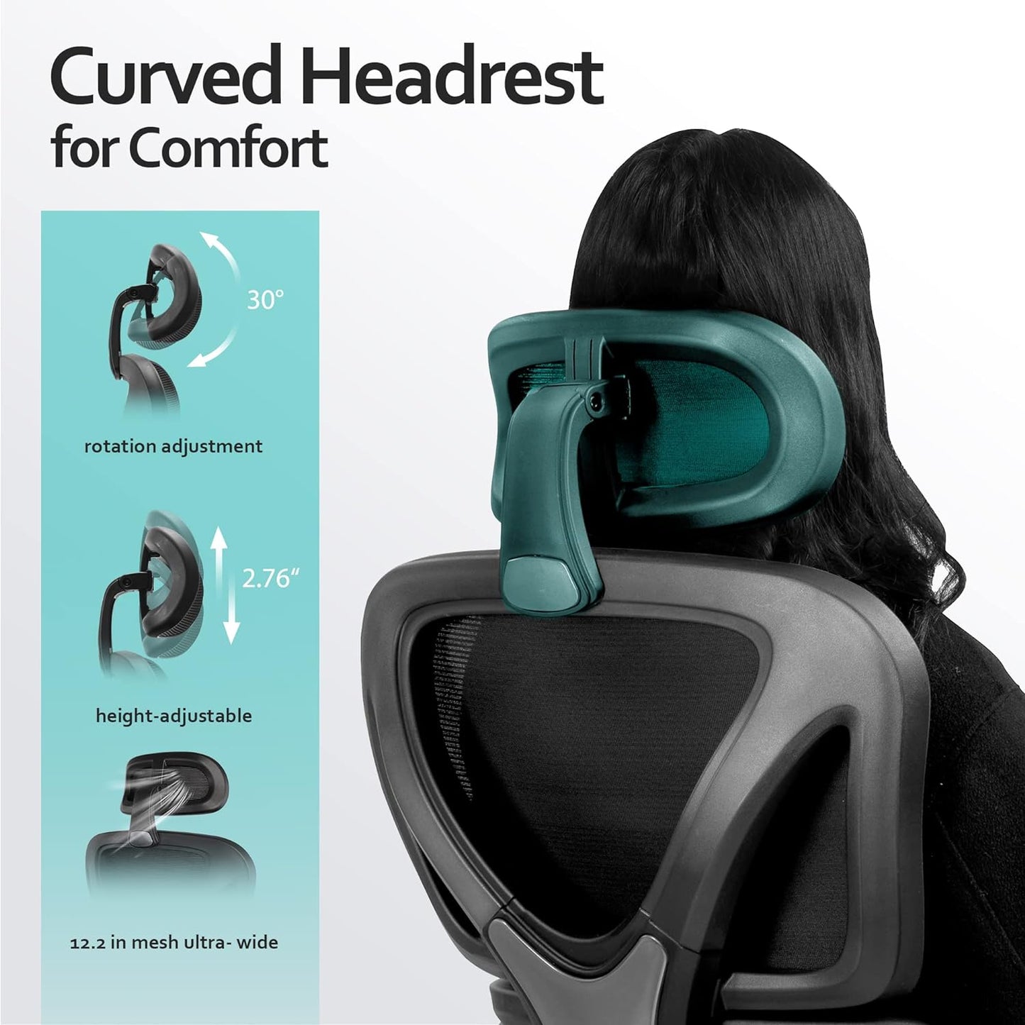 Ergonomic Office Chair, Home Desk Chair, Comfy Breathable Mesh Task High Back Thick Cushion Computer Chair with Headrest and 3D Armrests, Adjustable Height Home Gaming Chair (Black)
