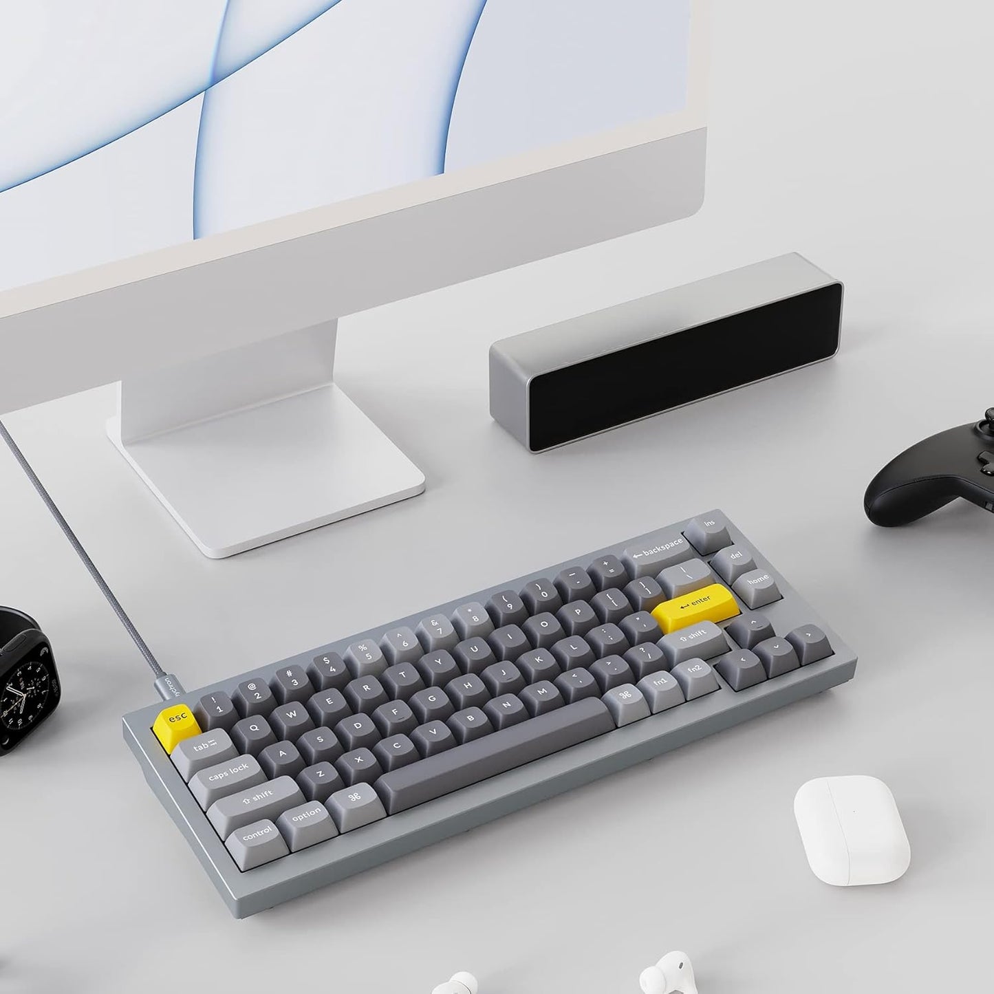 Q2 Wired Custom Mechanical Keyboard, QMK/VIA Programmable Macro, Full Aluminum, Hot-Swappable Gateron G Pro Brown Switch, 65% Layout Double Gasket Compatible with Mac and Windows - Grey
