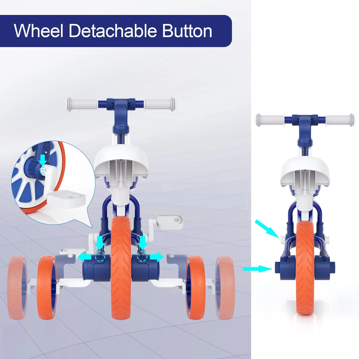 3 in 1 Toddler Bike for 1-4 Years Old Boy Girl Toddler Tricycle Kids Trikes for Toddler Tricycles Baby Bike Infant Trike, Blue