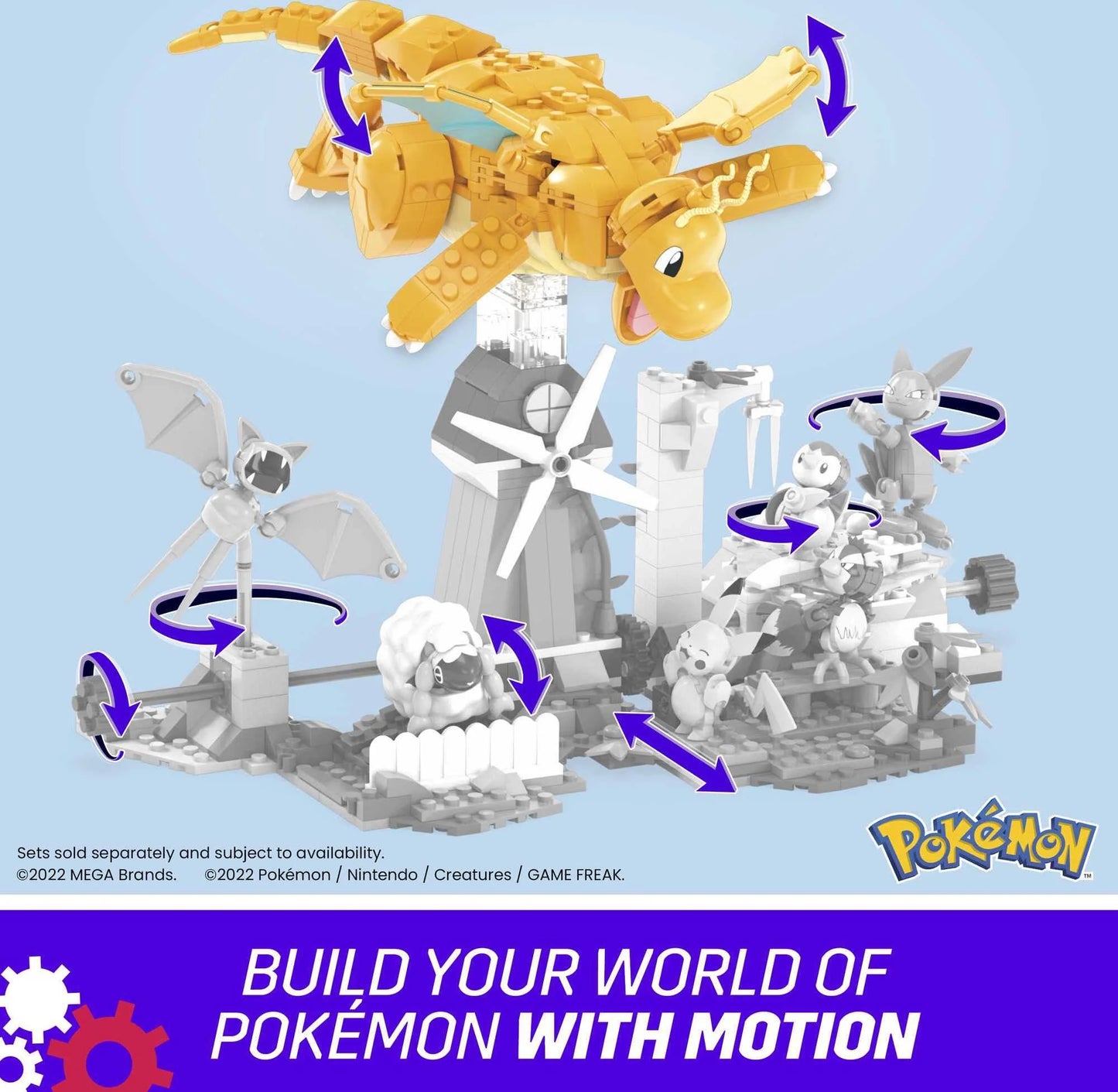 Pokemon Building Toy Kit Dragonite (388 Pieces) with Motion for Kids