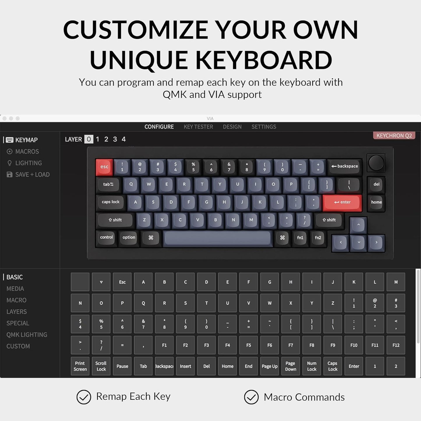 Q2 Wired Custom Mechanical Keyboard Knob Version, 65% Layout QMK/VIA Programmable Macro with Hot-Swappable Gateron G Pro Red Switch Double Gasket Compatible with Mac Windows Linux (Black)
