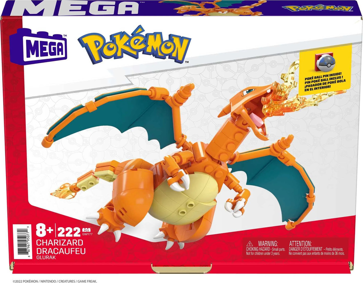 Pokemon Charizard Building Set (222 Pieces) with 1 Action Figure for Boys and Girls