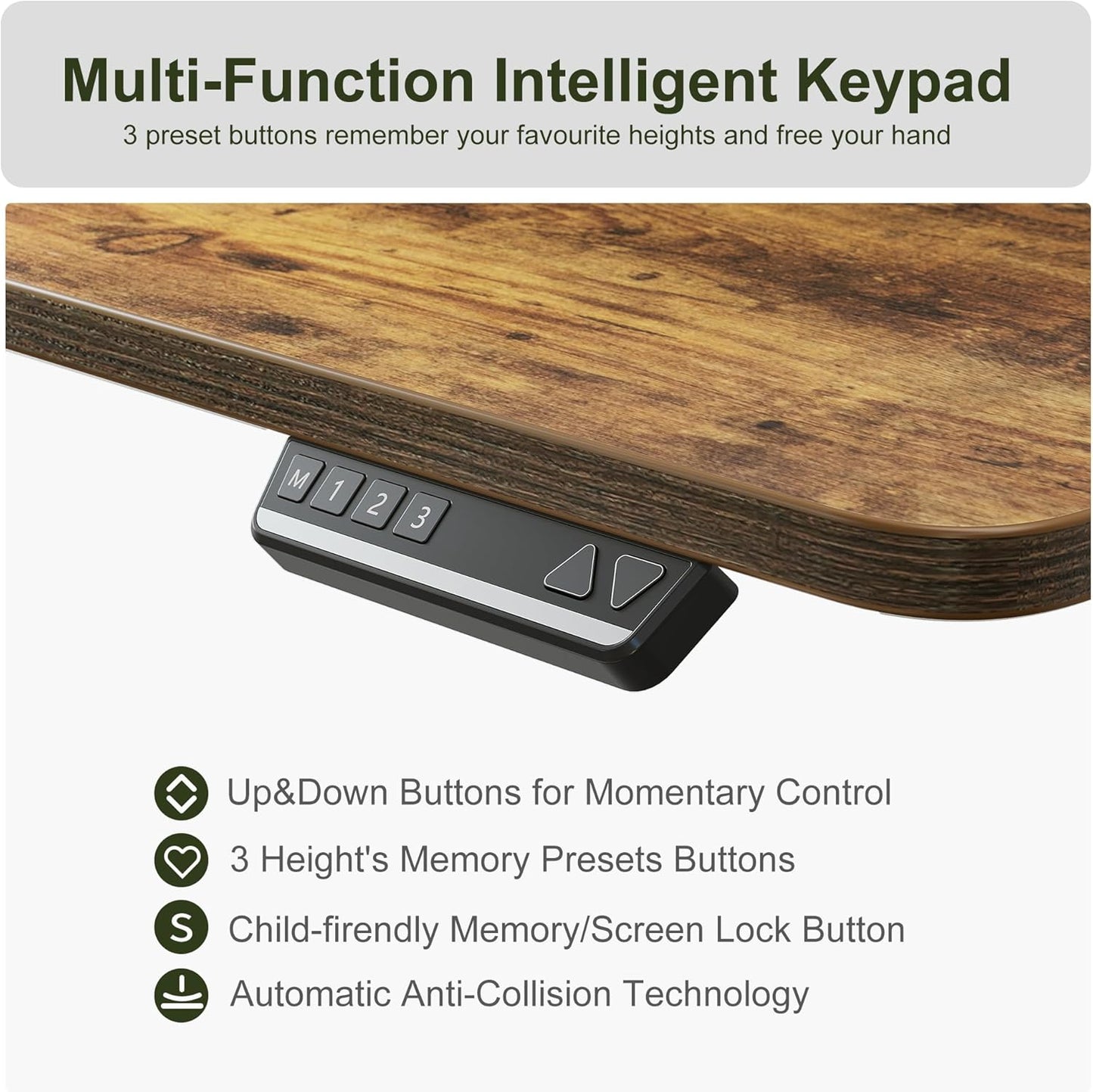 Triple Motor 63" L-Shape Standing Desk with 3 Drawers, Height Adjustable Electric Standing Game Table, Corner Standing Table, Home Office Standing Table, Rustic Brown Top
