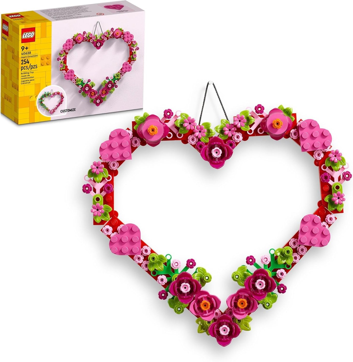 LEGO Heart Ornament Building Toy Set - Fun Arts and Crafts Idea for Girls and Bo