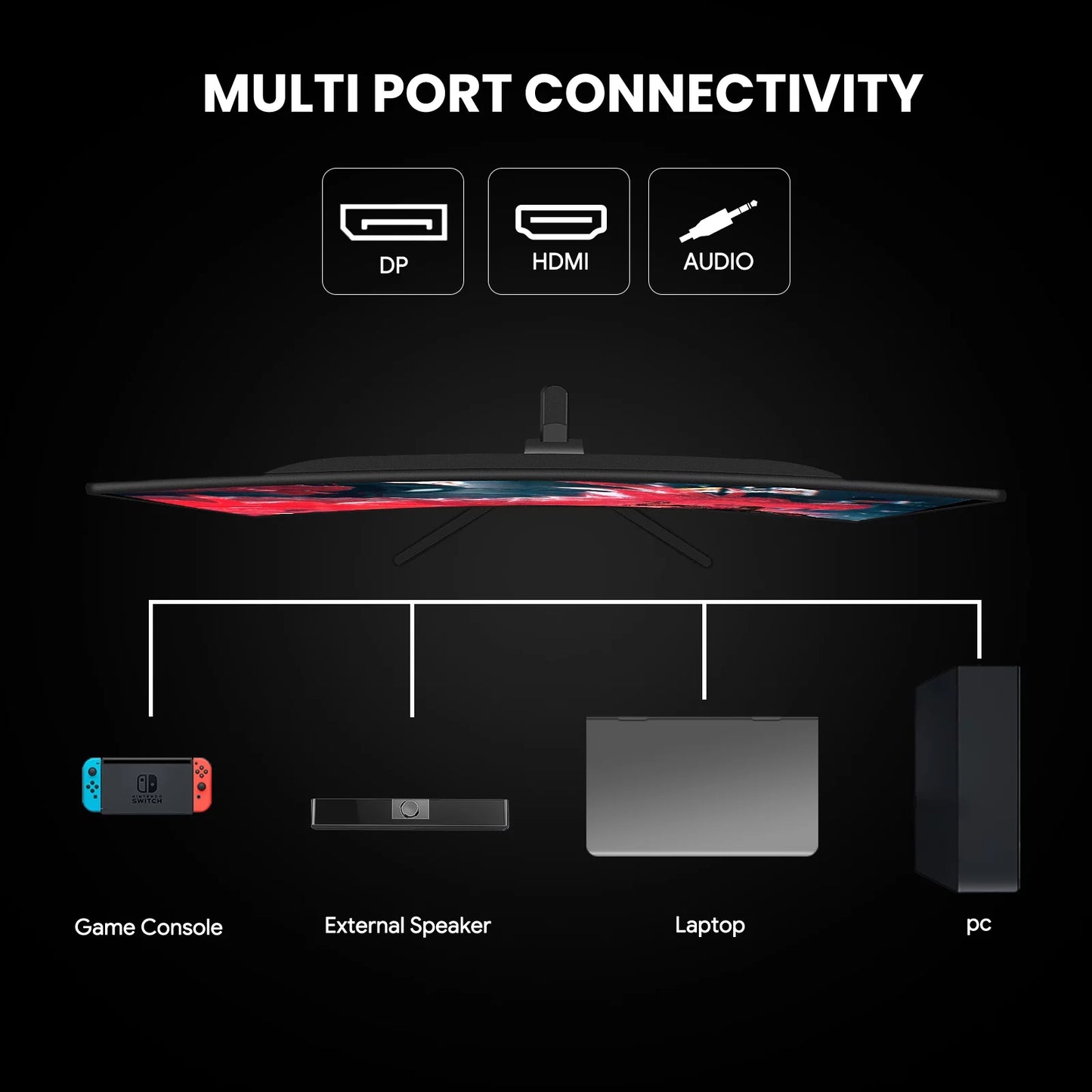 24" 165Hz/180Hz Curved Gaming Monitor,Fhd 1080P Computer Monitor,Freesync,99% Srgb,Low Motion Blur-Black