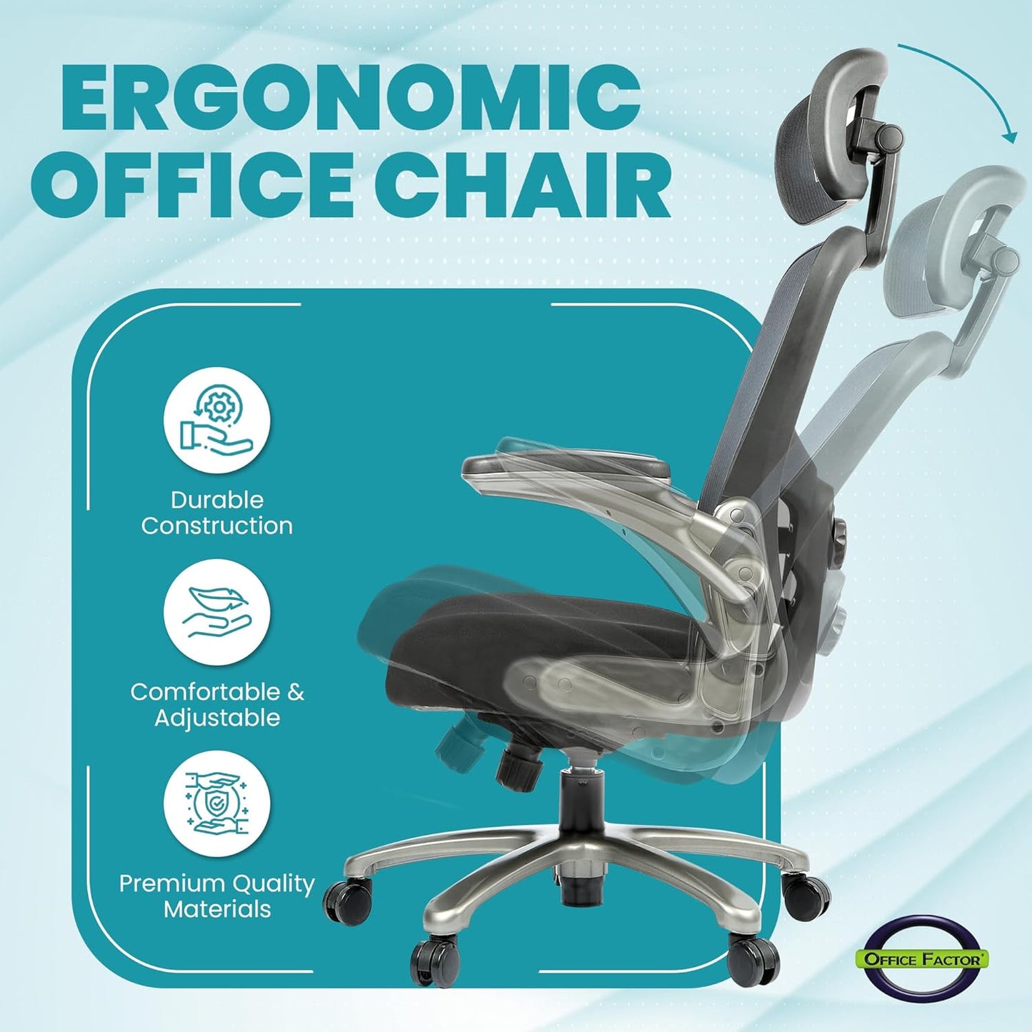 500 Lbs Rated Ergonomic Big and Tall, Flip-Up Arms, Mesh Swivel Office Chair with anti Scratch Wheels, Mesh Executive Chair (Black with Headrest)