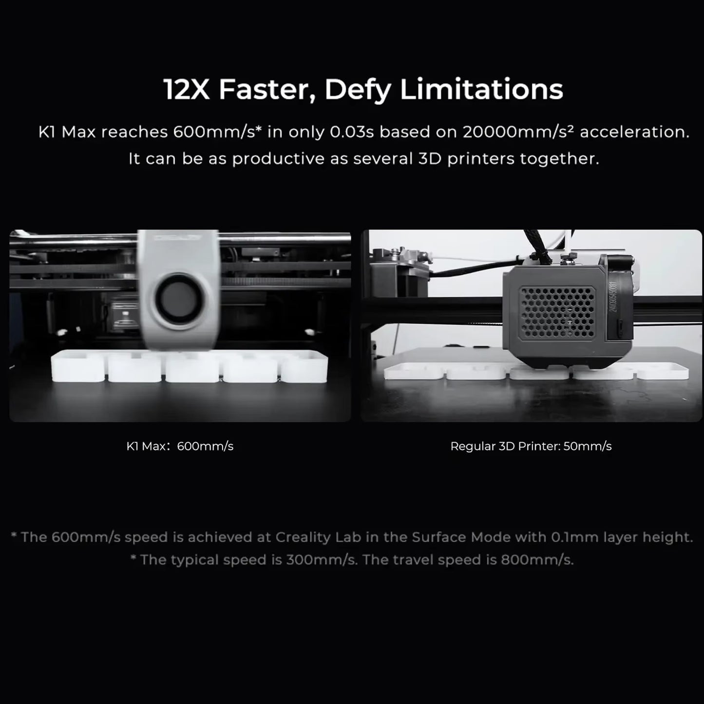Creality K1 Max 3D Printer 600Mm/S High-Speed 3D Printers with Auto Leveling Dual Cooling Smart AI Function K1 Max -Speed 3D