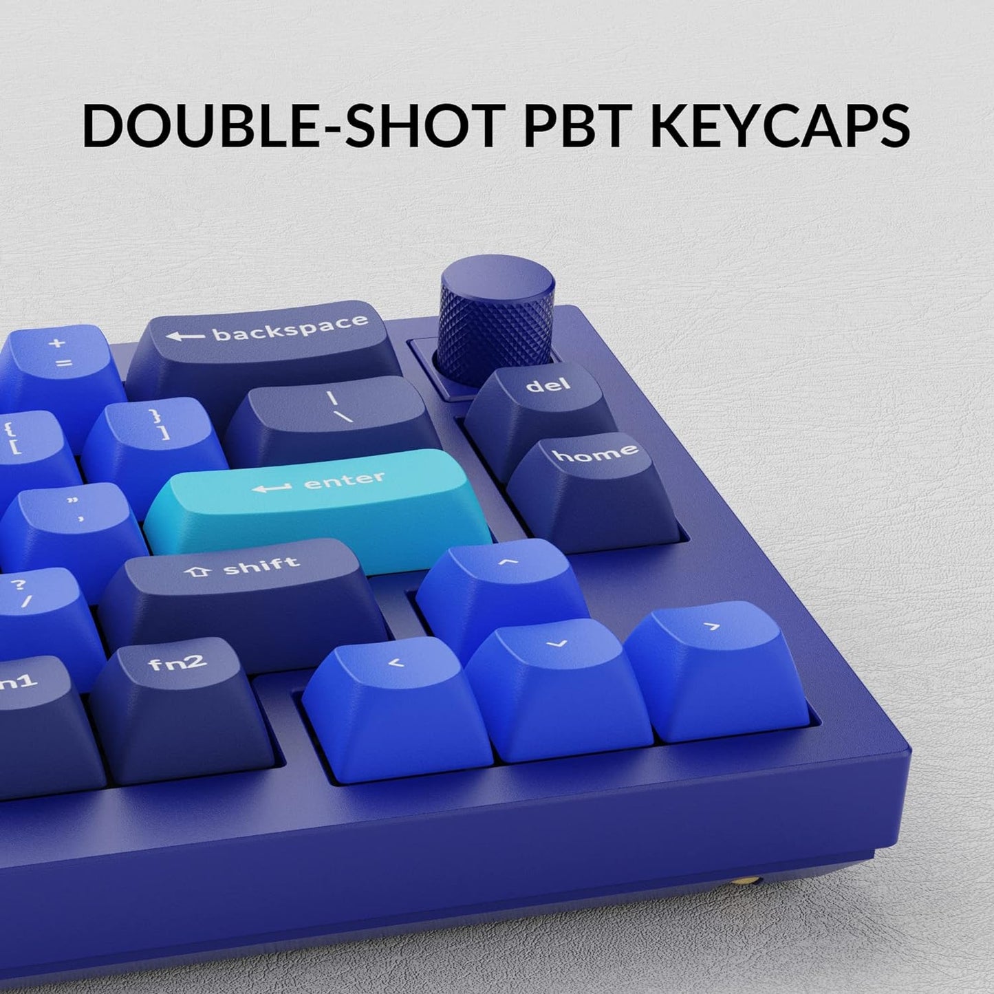 Q2 Wired Custom Mechanical Keyboard Knob Version, 65% Layout QMK/VIA Programmable Macro with Hot-Swappable Gateron G Pro Red Switch Double Gasket Compatible with Mac Windows Linux (Blue)