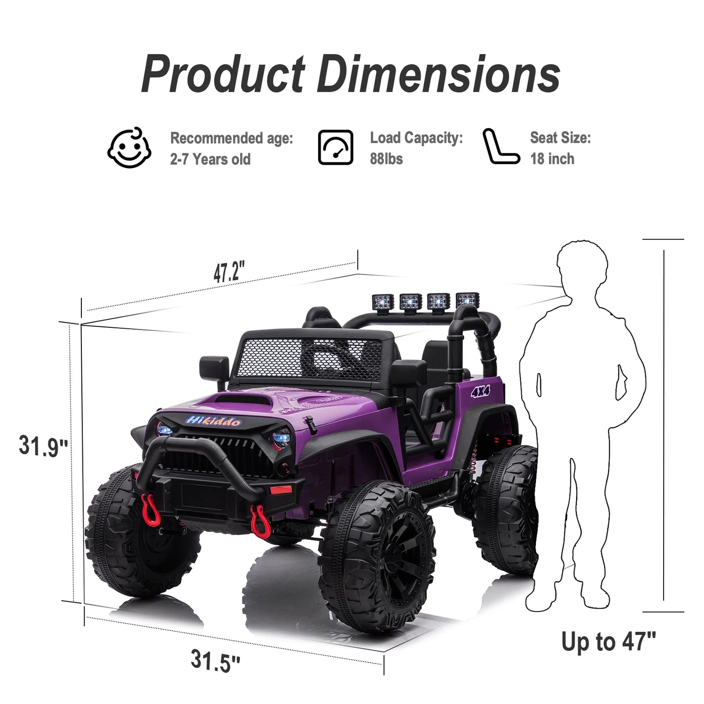 24V Kids Ride on Truck with Remote, 2-Seater Electric Ride on Car
