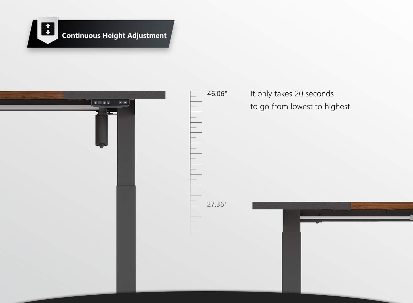 Height Adjustable Electric Standing Desk with Holder Tray, 63 X 24 Inches Stand up Desk, Sit Stand Desk with Black and Espresso Top and Black Frame