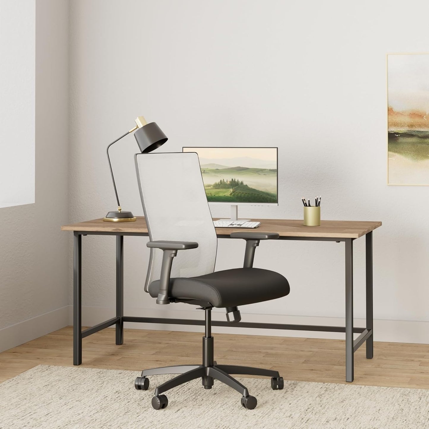 Office Chair Ignition 2.0 - Ergonomic Computer Desk Chair with Mesh Back, Seat-Slide, Syncro Tilt Recline, Adjustable Lumbar Support & Armrests, Comfortable Cushion, Swivel Rolling Wheels - Fog