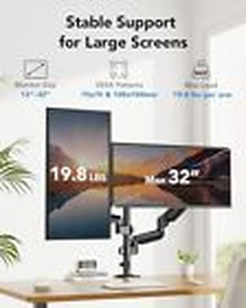 Dual Monitor Mount up to 32 Inches Screens, Taller Monitor Stand Hold