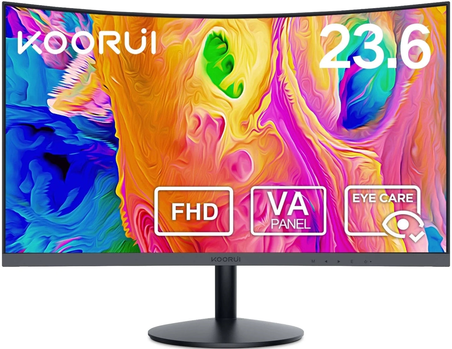 24 Inch Curved Computer Monitor, FHD 1080P 75Hz Desktop Monitors for Computer, HDMI&VGA Ports, Eye Care