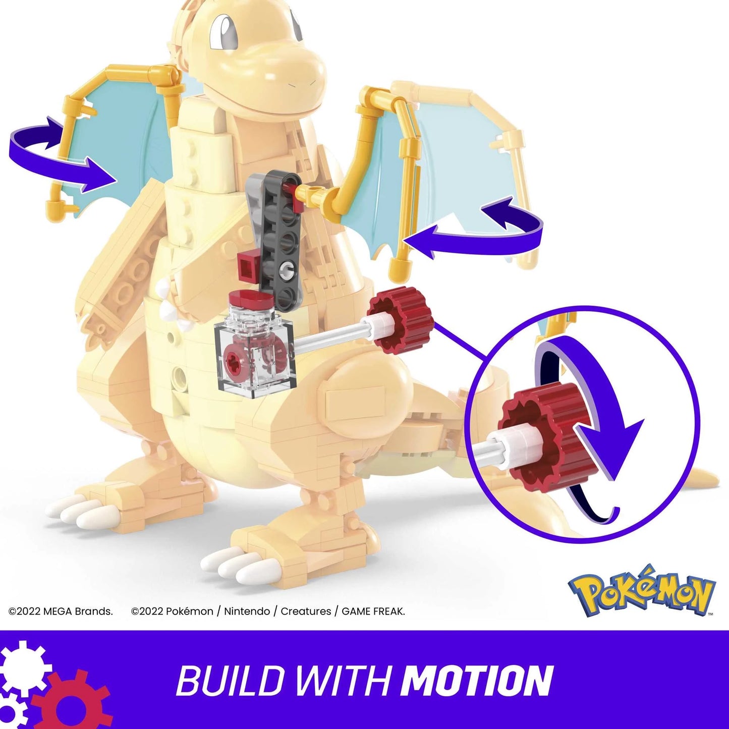 Pokemon Building Toy Kit Dragonite (388 Pieces) with Motion for Kids