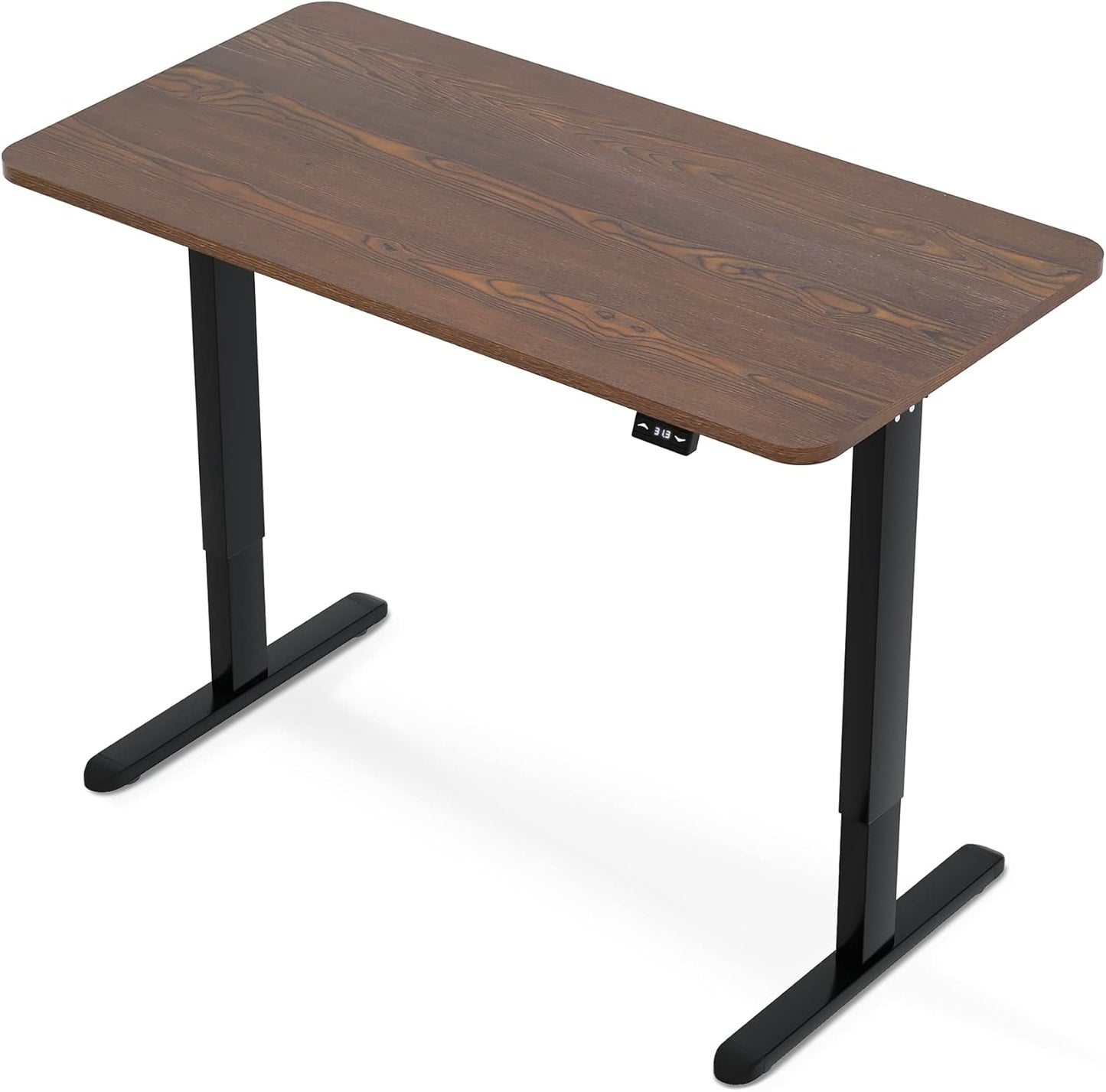 Height Adjustable Electric Standing Desk - 47 X 24 Inch Whole Piece Top Sit Stand Desk Computer Desk - Stand up Desk for Home Office (Black Frame + Walnut Top)