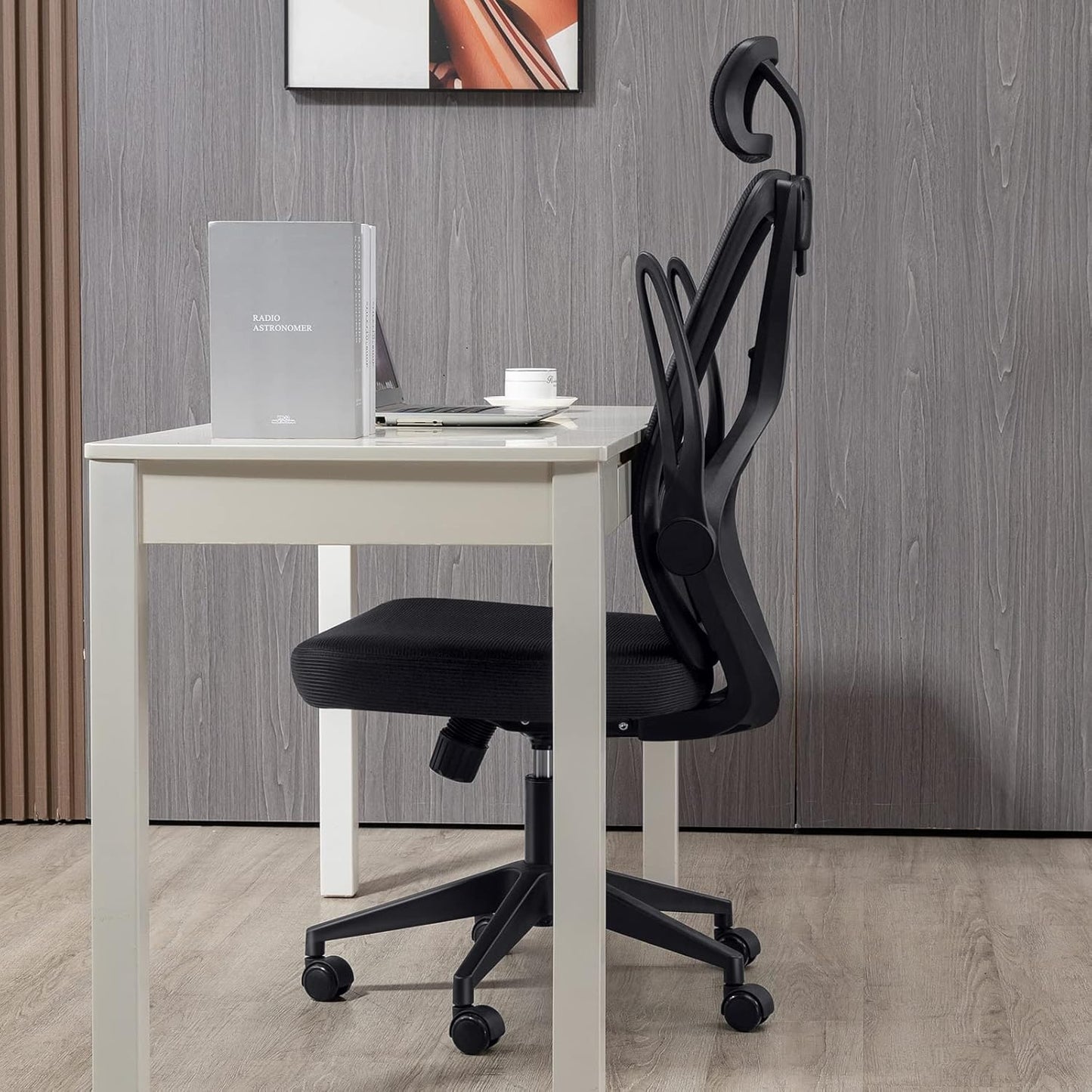 Home Office Chair Ergonomic Desk Chair High Back Flip-Up Arms Reclining Computer Chair with Adjustable Lumbar Support/Headrest Rocking Function Breathable High Elasticity Mesh, Black
