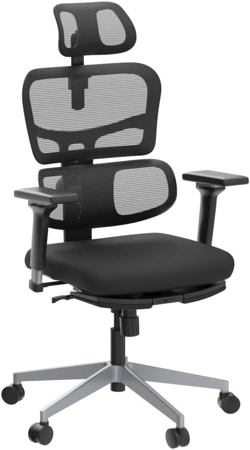 Ergonomic Mesh Office Chair with Adaptive Lumbar Support | High Back Computer Desk Chair with Footrest | Adjustable Arms Headrest Backrest | Tilt Function 4D Armrest Recliner for Home Office…