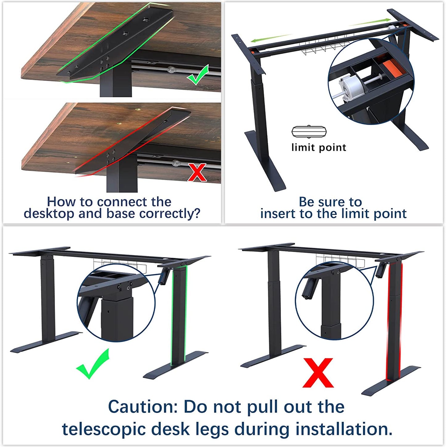 Dual Motor Standing Desk Height Adjustable Desk, 55 X 24 Inches Stand up Desk, Home Office Desk Sit Stand Desk with Splice Board, Black Frame/Rust Brown Top