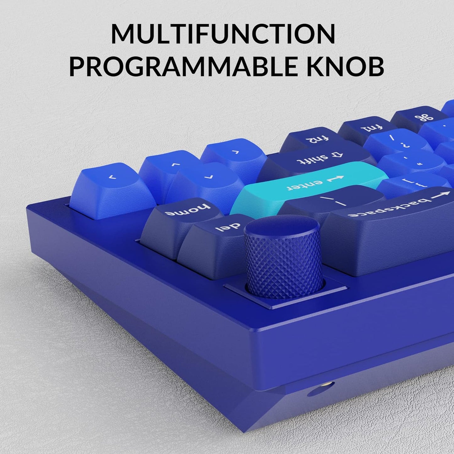 Q2 Wired Custom Mechanical Keyboard Knob Version, 65% Layout QMK/VIA Programmable Macro with Hot-Swappable Gateron G Pro Red Switch Double Gasket Compatible with Mac Windows Linux (Blue)