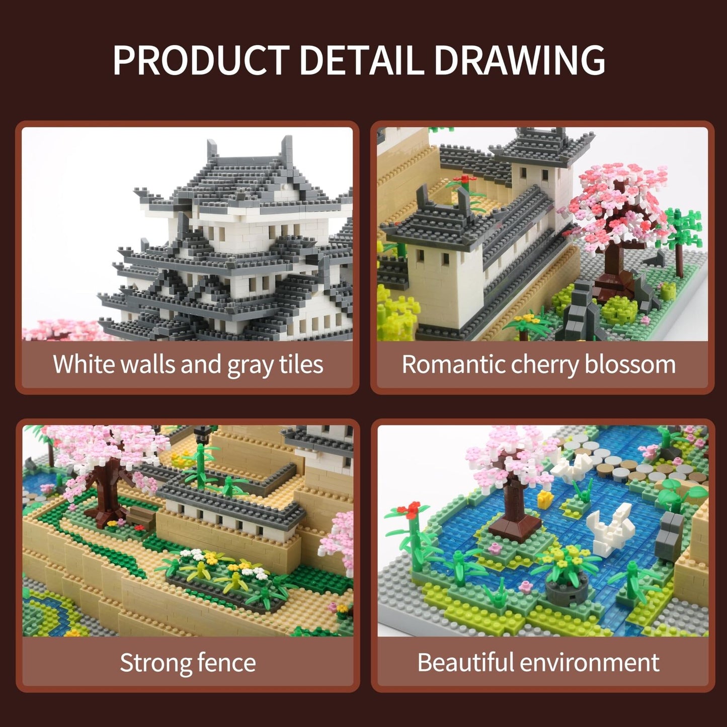 Japanese Micro Mini Building Blocks Sets for Adults Japan Himeji Castle with ...
