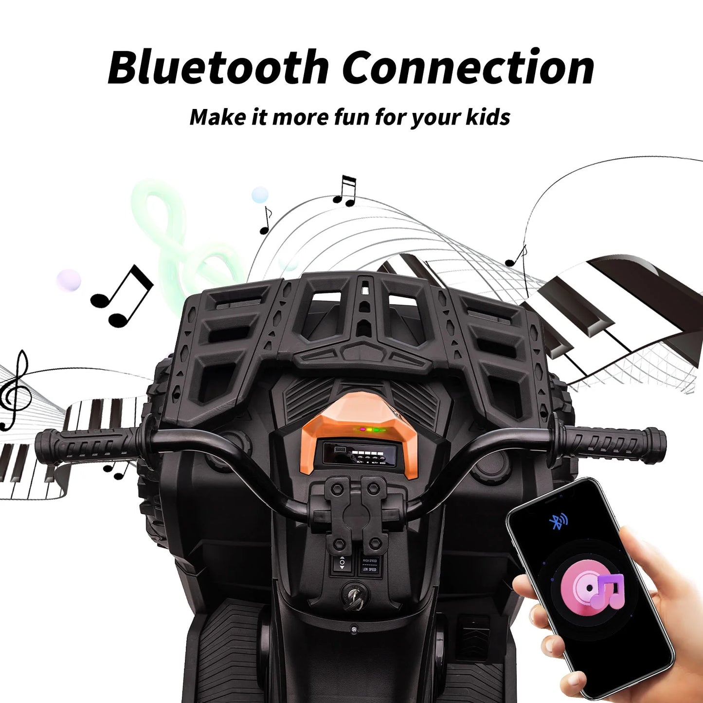 24V Ride on Toys, Kids ATV 4-Wheeler for Big Kids with 2 Seater, 400W Motor, Bluetooth - Orange