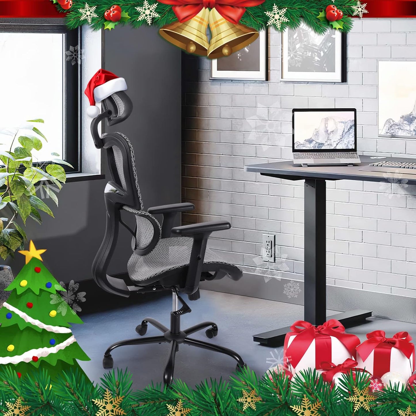 Ergoro Ergonomic Office Chair-Rolling Desk Chair with 3D Adjustable Armrest & Memory Foam Armrest Pads, Lumbar Support, Boss Chair Executive Office Chair Gaming Chair Mesh Computer Chair(Grey)
