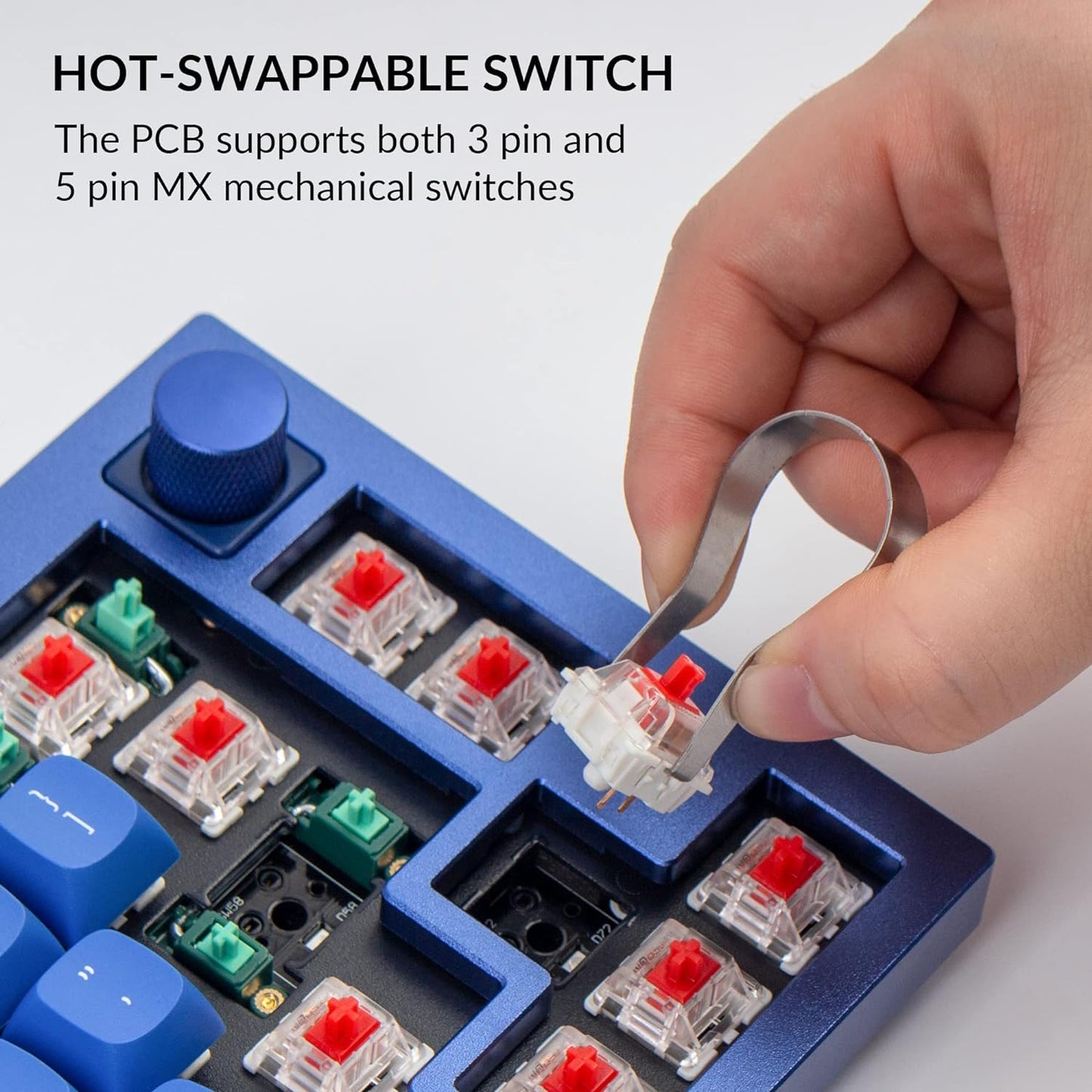 Q2 Wired Custom Mechanical Keyboard Knob Version, 65% Layout QMK/VIA Programmable Macro with Hot-Swappable Gateron G Pro Red Switch Double Gasket Compatible with Mac Windows Linux (Blue)