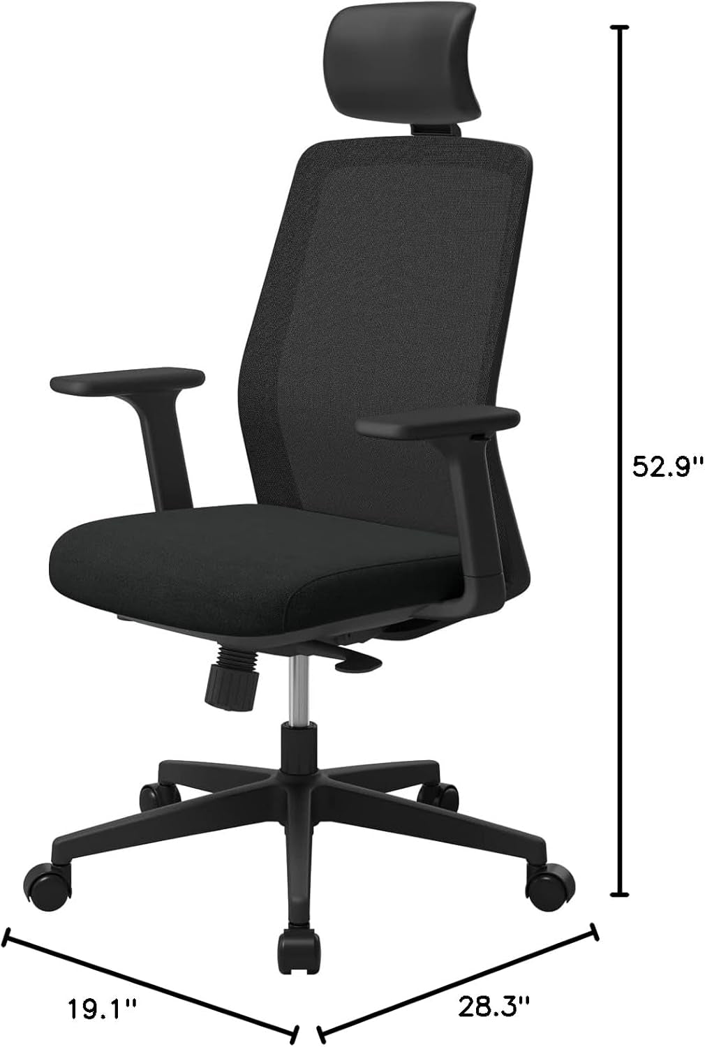 T40 SE Ergonomic Office Chair : Comfortable Home Office Chair for Light Users with Reclining Tilt Lock, Headrest, 3D Armrests, Mesh Back Computer Desk Chair, Alternative Gaming Chair (Black)