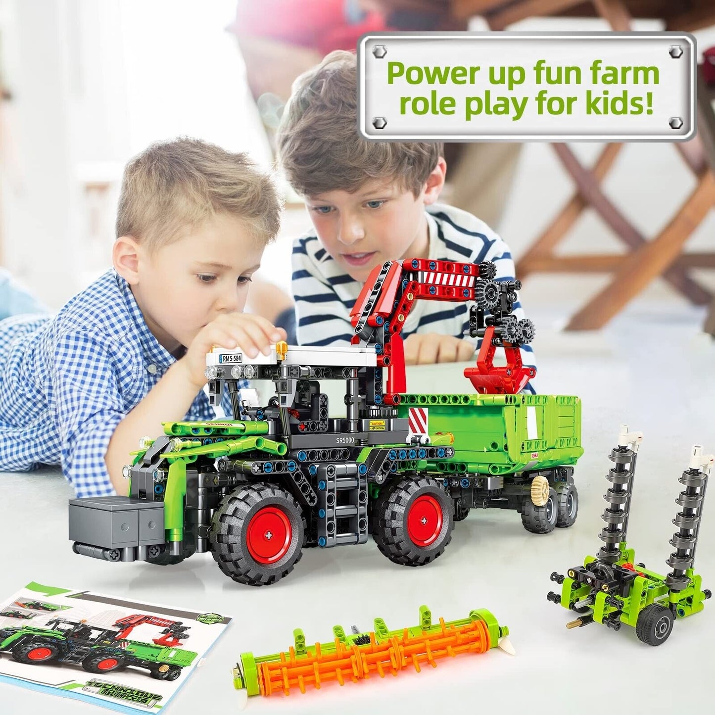 City Construction 3 in 1 Tractor Harvester Building Block Kits, Truck Farm Co...
