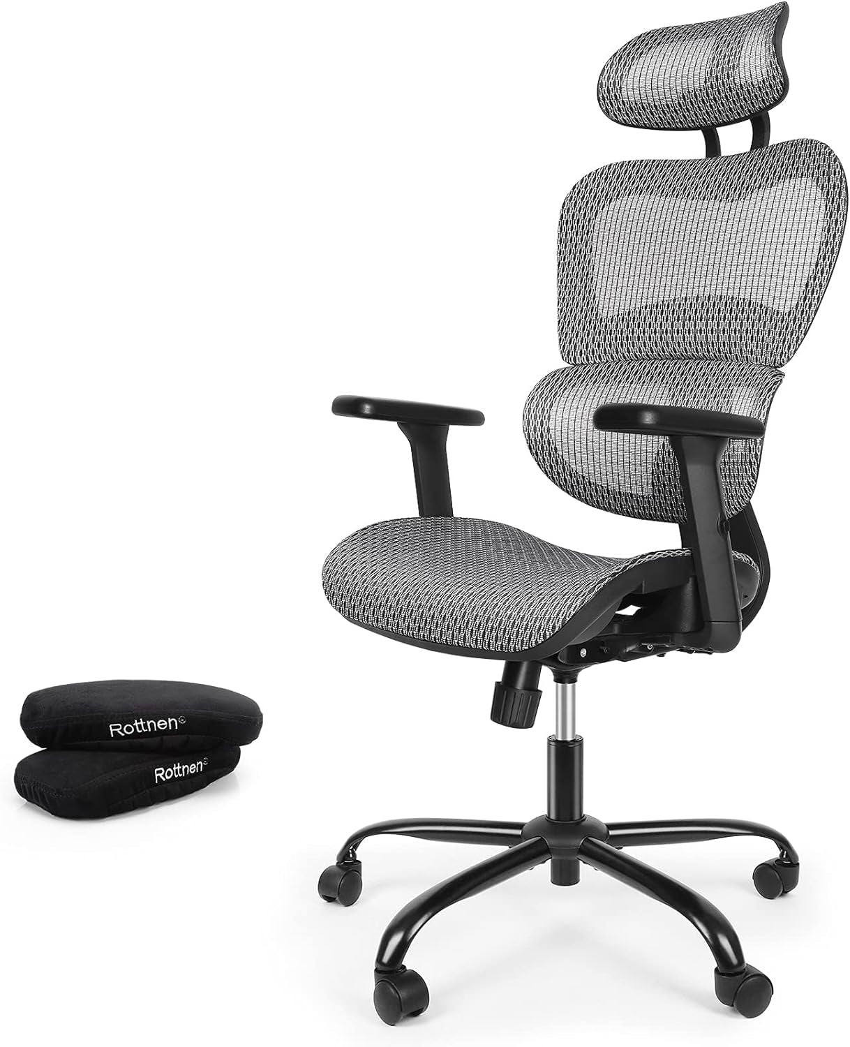 Ergoro Ergonomic Office Chair-Rolling Desk Chair with 3D Adjustable Armrest & Memory Foam Armrest Pads, Lumbar Support, Boss Chair Executive Office Chair Gaming Chair Mesh Computer Chair(Grey)
