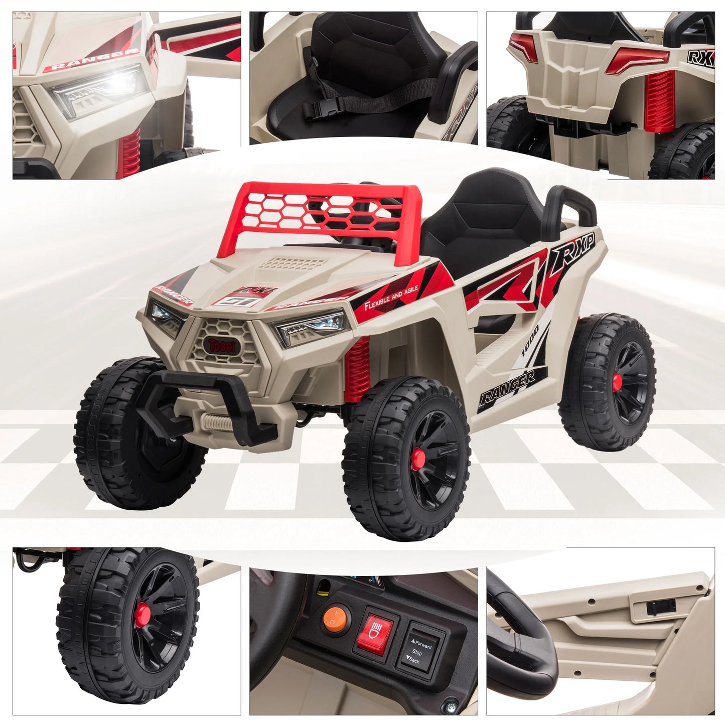 12V Kids Electric Off-Road UTV Truck Car Ride on Toys Age 3-5 Child W/ LED Headlights Music