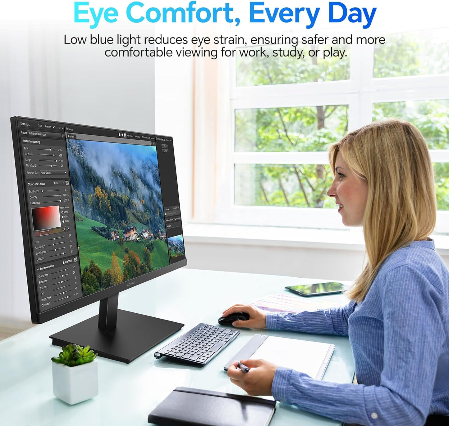 22 Inch Computer Monitor Full HD 1080P 100Hz PC Gaming Screen VA Panel Ultra-Slim Display 3000:1 Contrast Ratio with Adpitive Sync (HDMI/VGA/VESA Compatible 100X100Mm/Audio Out), Tilt, Black