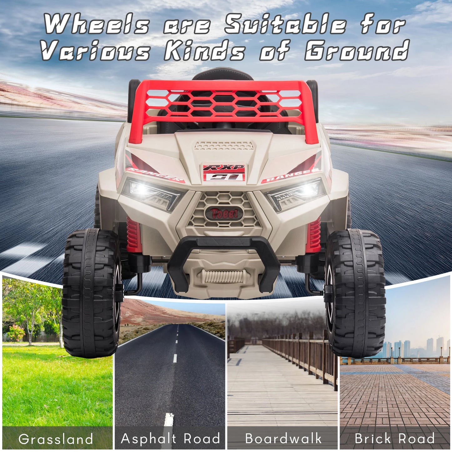 12V Kids Electric Off-Road UTV Truck Car Ride on Toys Age 3-5 Child W/ LED Headlights Music