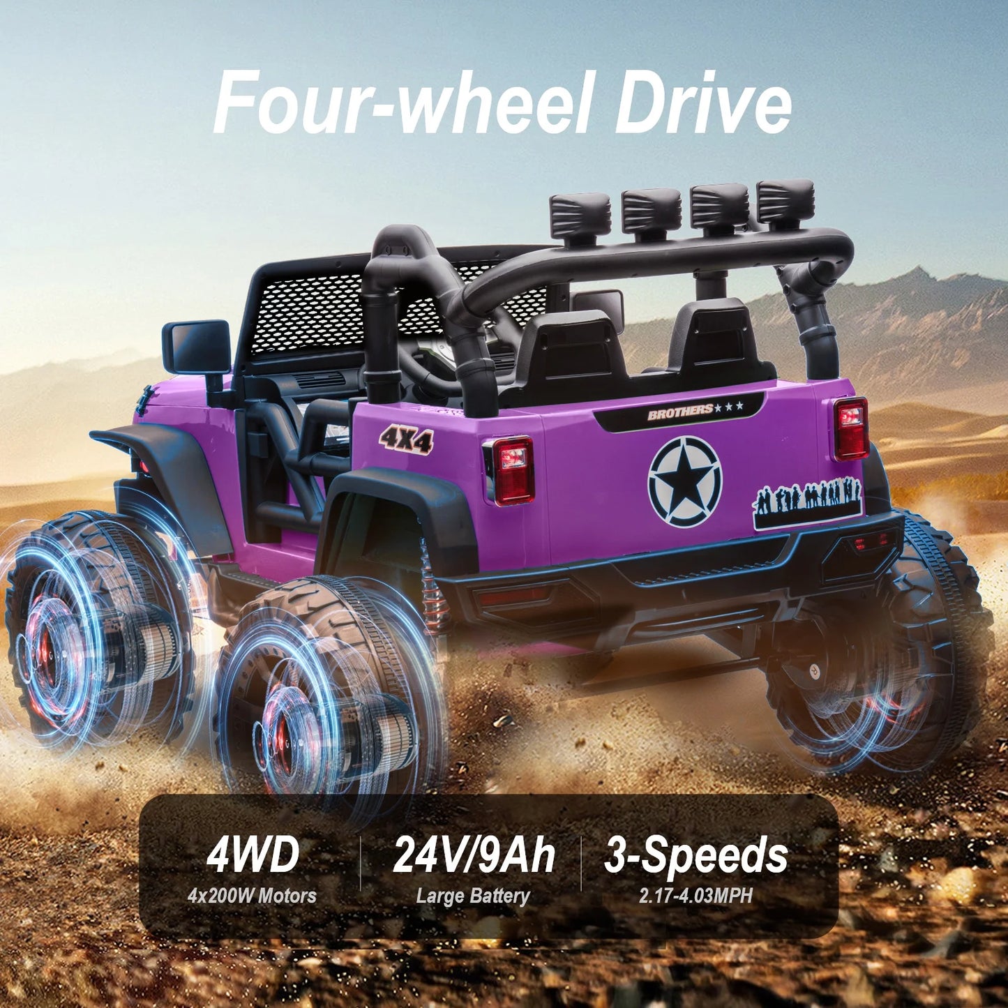 24V Kids Ride on Truck with Remote, 2-Seater Electric Ride on Car